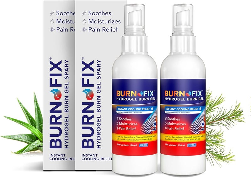 BURNFIX ® Hydrogel Burn Spray – 2 Pack (120ml Each) | Fast Cooling Relief for 1st & 2nd Degree Burns, Sunburns & Scalds | Doctor Recommended, Soothes & Hydrates Skin | Safe for Kids & Adults (2) - Image 1